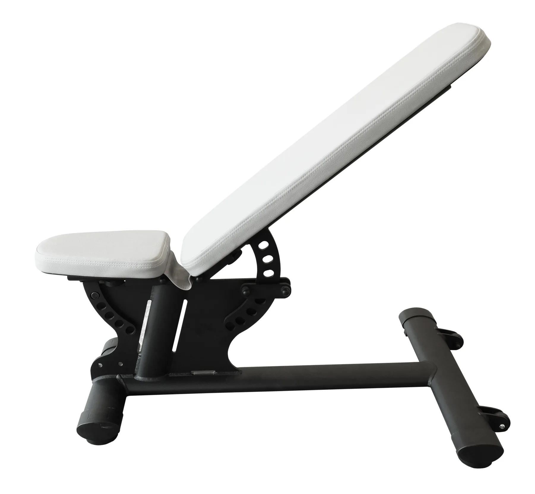 This is an bench exercise machine gym equipment for physical training isolated on white background.