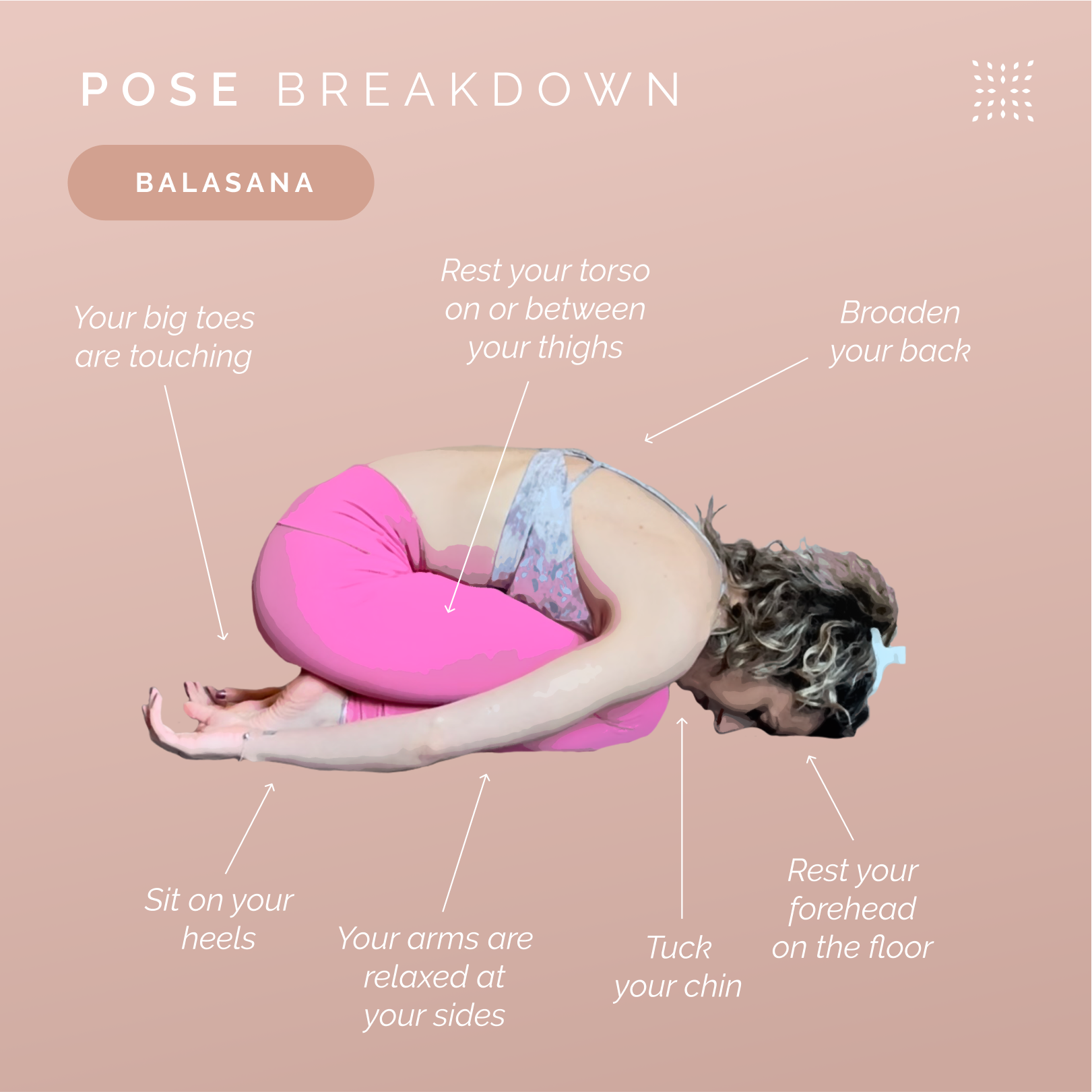 Inforgraph of Balasana (Child Pose)