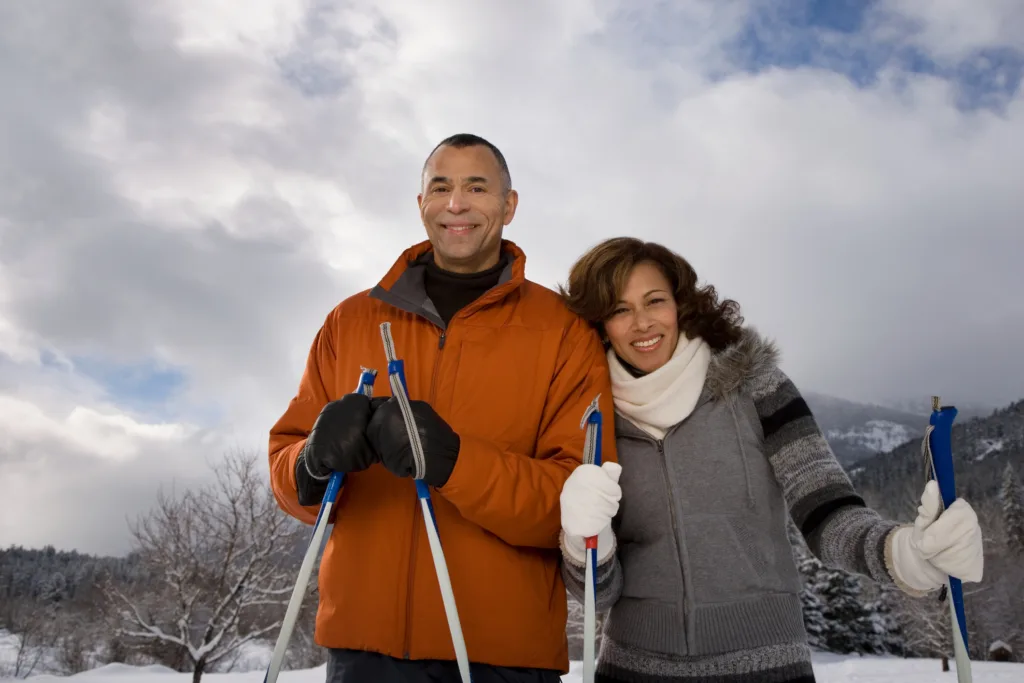 Portrait of a mature couple at ski resort