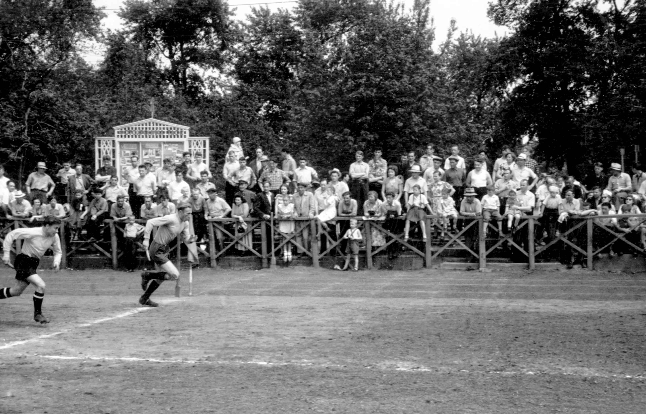 relay race running of football teams at sports event at stadium Zhdanovsky park