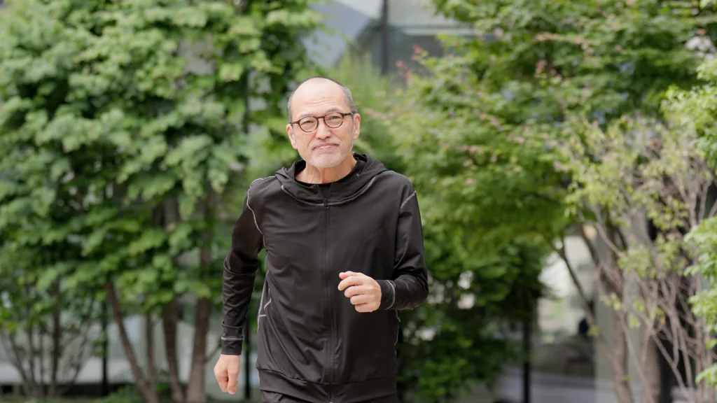 Elderly people jogging in the park