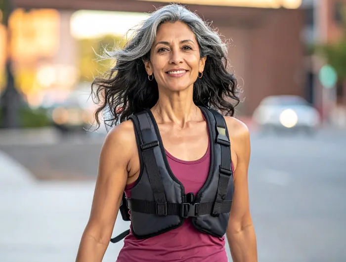 woman wearing a weighted vest